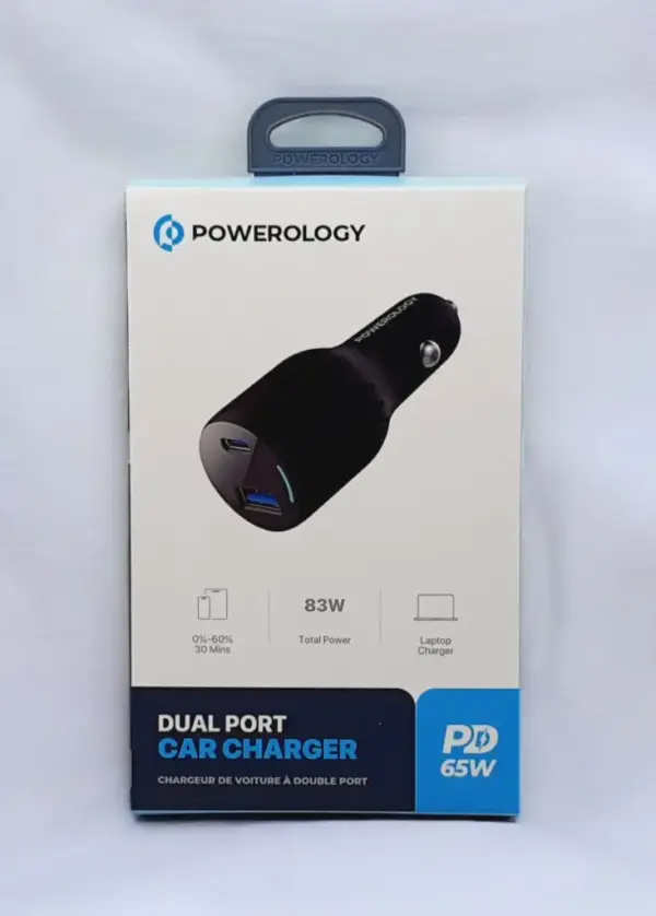 POWEROLOGY DUAL PORT CAR CHARGER ADAPTER | 65W